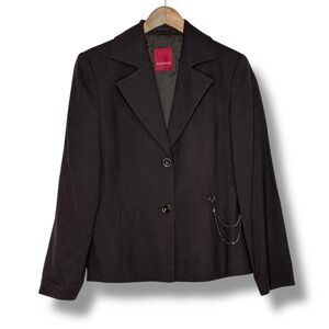 Bianca Wool Blend Blazer Jacket Women's Chains Detail Brown Business‎ Punk Y2K